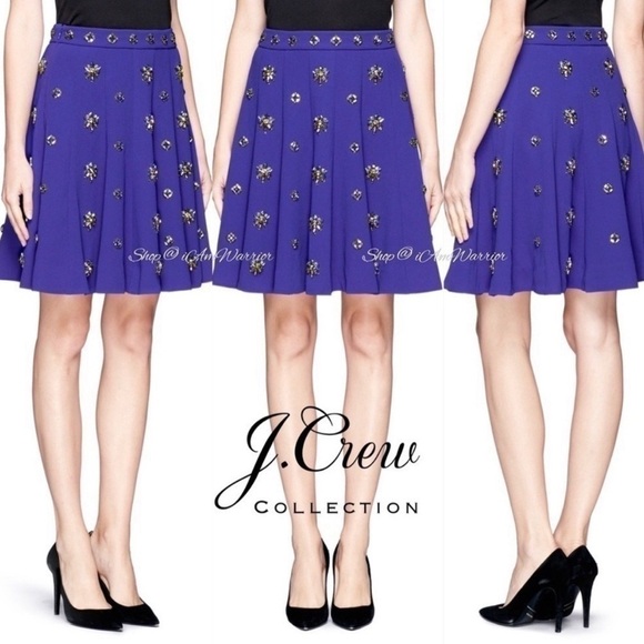 J.Crew Collection byzantine purple jewel clustered crepe skirt  *Shop@iamwarrior - Picture 1 of 15